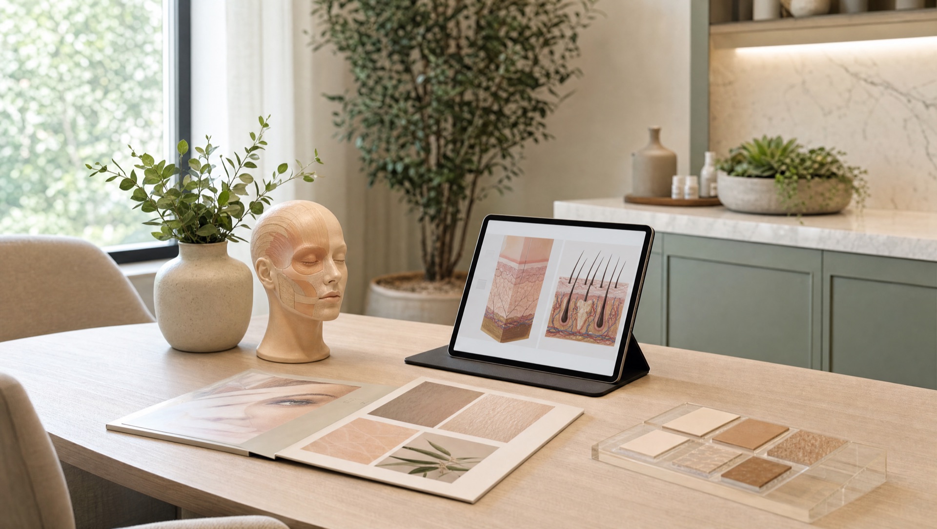 Skin quality education materials in a refined aesthetic medicine clinic